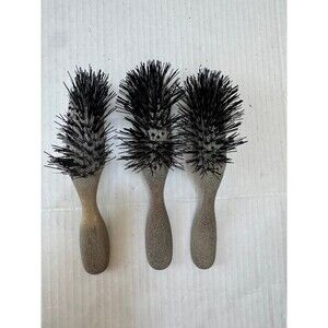 Lot of 3 Vintage Hairbrush Boar Bristle Barber Brush